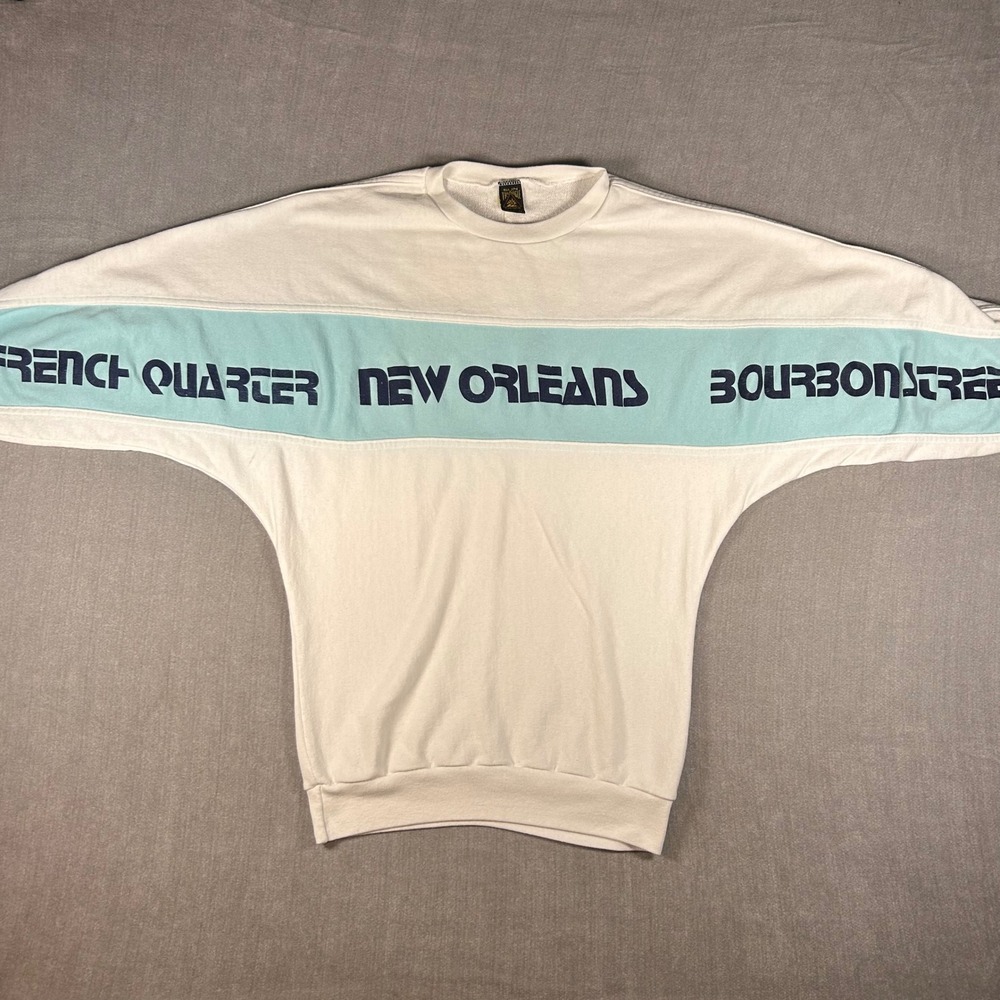 Sun Triangle New Orleans French Quarter Bourbon Street Batwing Sweatshirt White